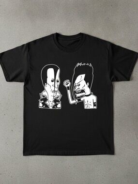 Beavis and Butt-Head Punk Graphic T-Shirt, Vintage MTV Cartoon Tee, Funny 90s